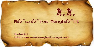 Mészáros Menyhért névjegykártya